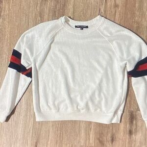 One Clothing White Sweatshirt with Red and Black Stripes